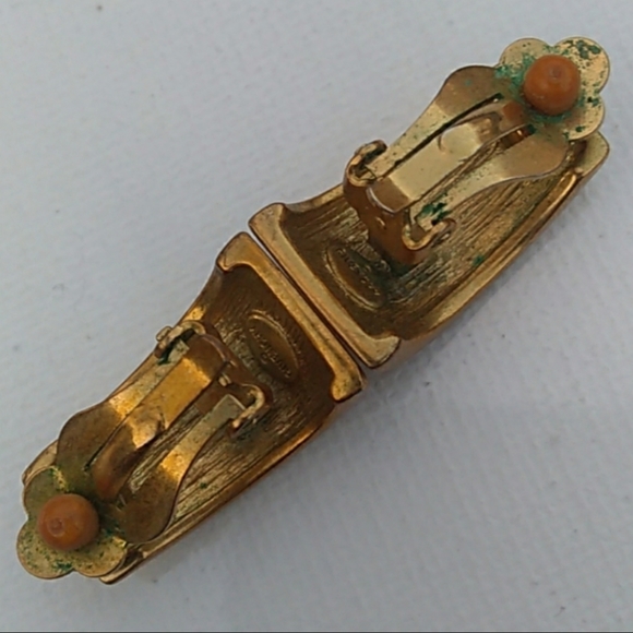 1970s VINTAGE Givenchy Brushed Gold Logo Clip-Ons - Picture 4 of 8